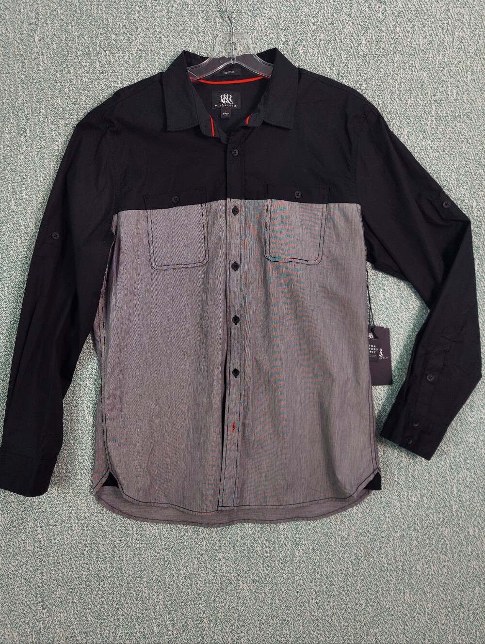 Rock & Republic Black and Gray Two-Tone Button Down Shirt